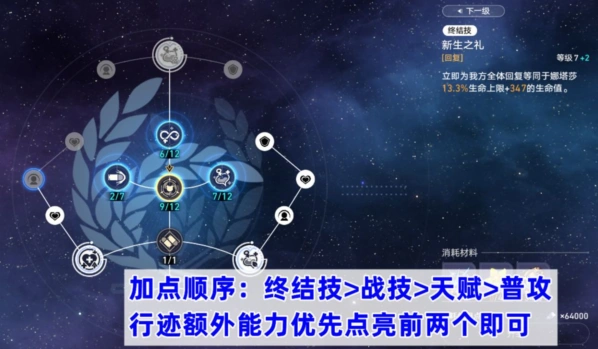 崩坏星穹铁道娜塔莎行迹加点详解