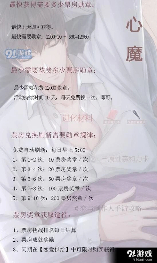 恋与制作人兑换心魔票房勋章数据一览