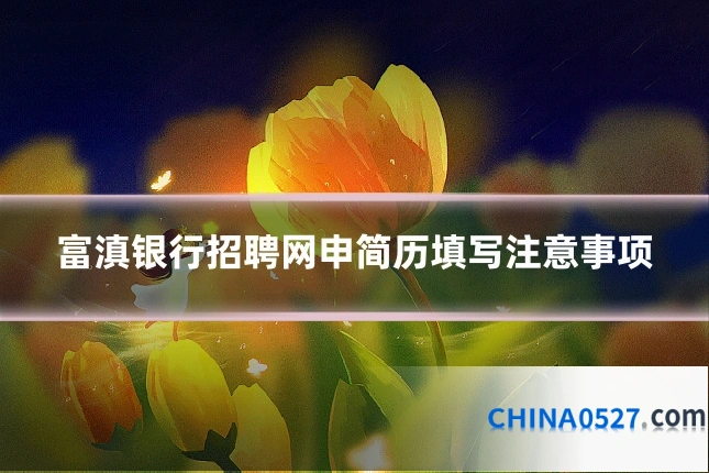富滇银行招聘网申简历填写注意事项