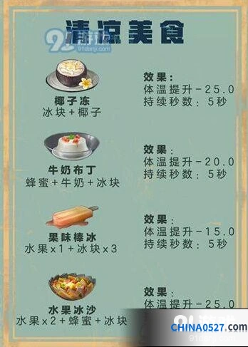 明日之后清凉美食制作指南 配方详解