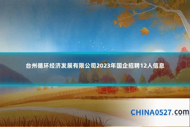 台州循环经济发展有限公司2023年国企招聘12人信息